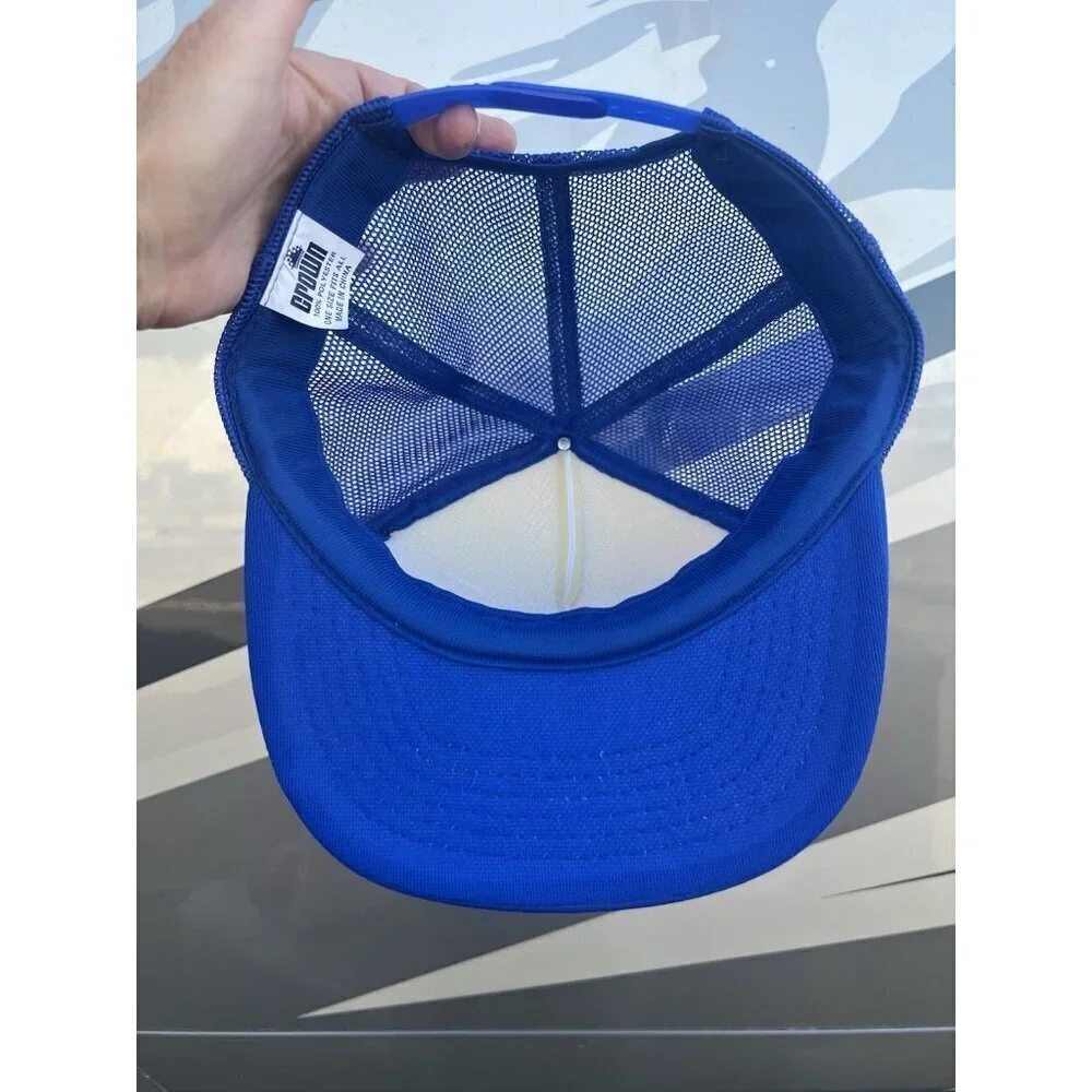 Vintage 80s Crown blue white Graff Trucking trucker mesh snapback cap streetwear